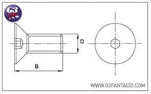 Flared head screw with hexag. recess